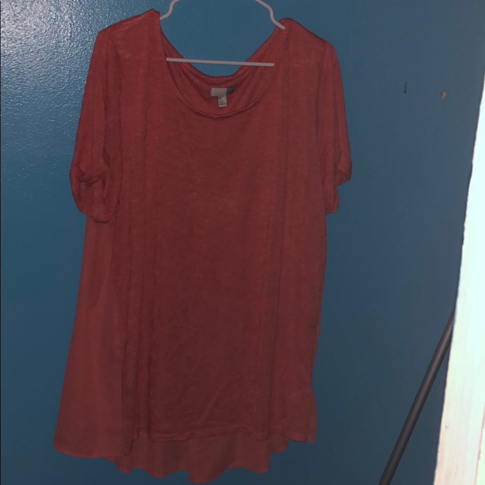 Salmon short sleeved blouse